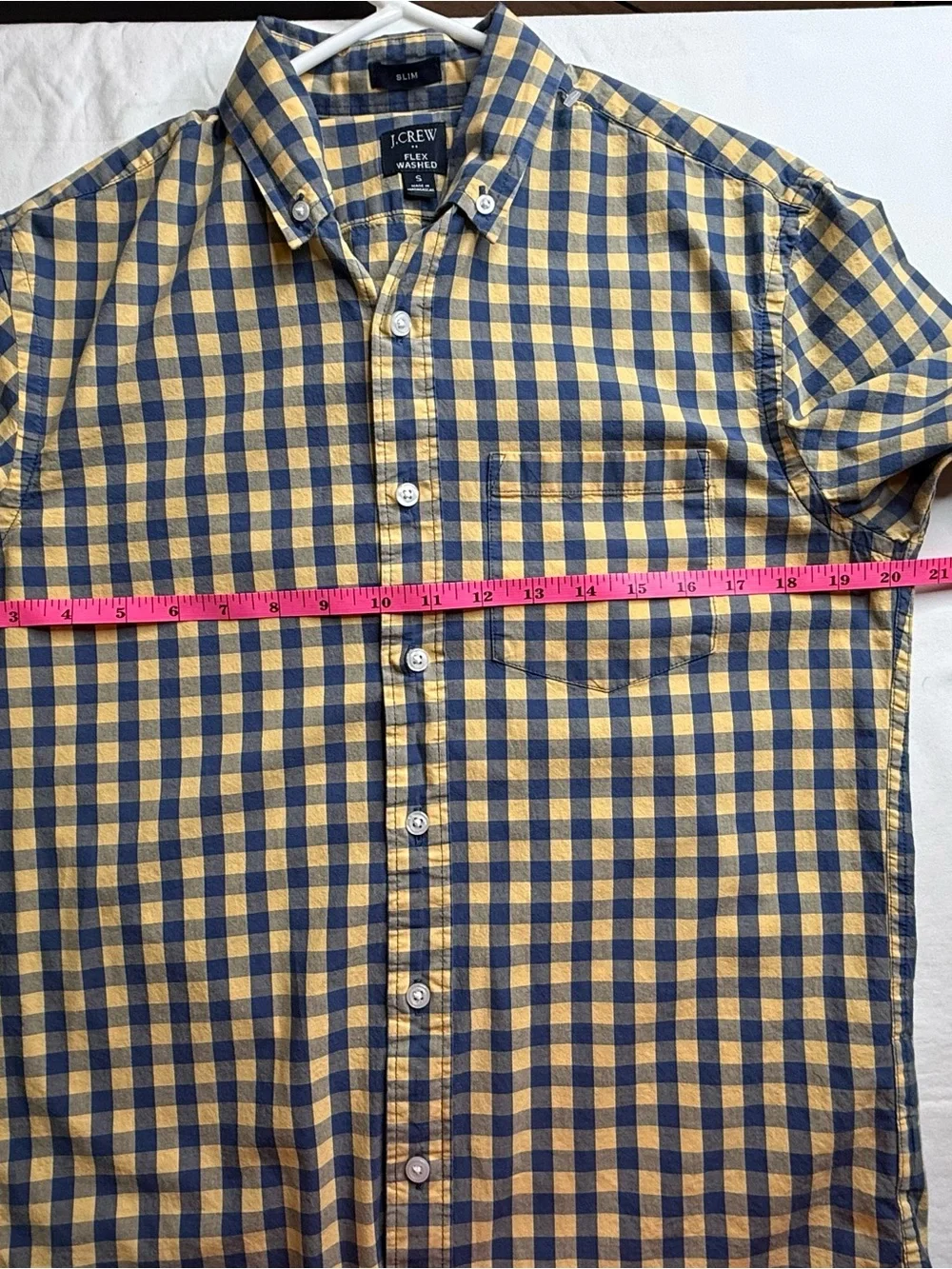 J. Crew Yellow and Navy Gingham Button-Down Shirt